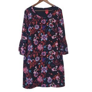 Melrose Womens Floral 3/4 Bell Sleeves Dress Size 14